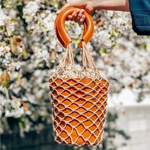 Melie Bianco Abby Saddle Net Bucket Bag